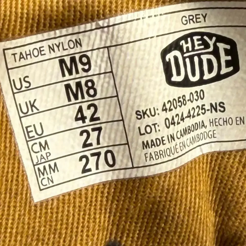 Hey Dude Tahoe Nylon Boot Size 12M Gray